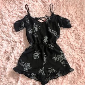 Guess Cold Shoulder Ruffle Romper
